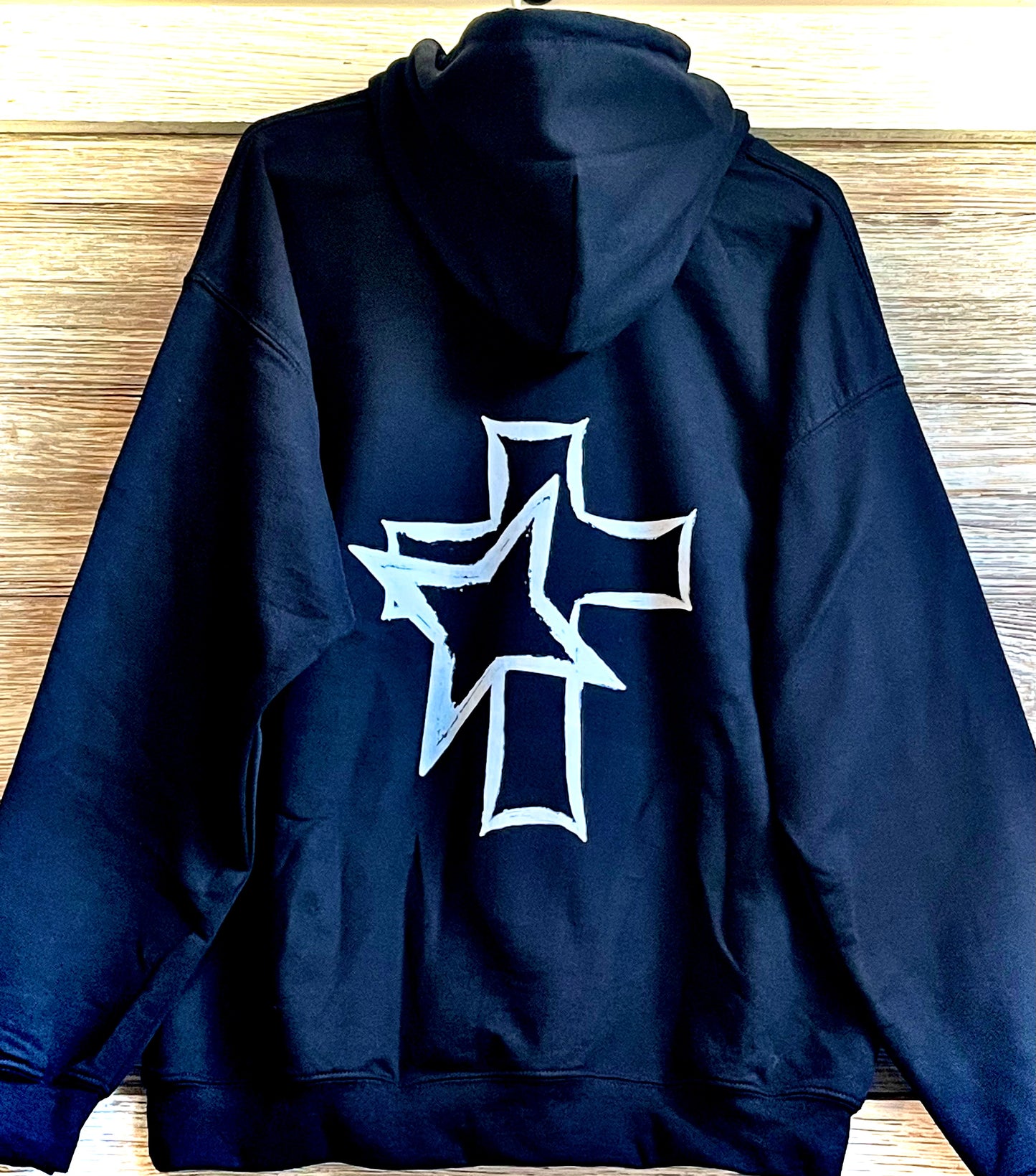 Back Hoodie - White Cross and White Star