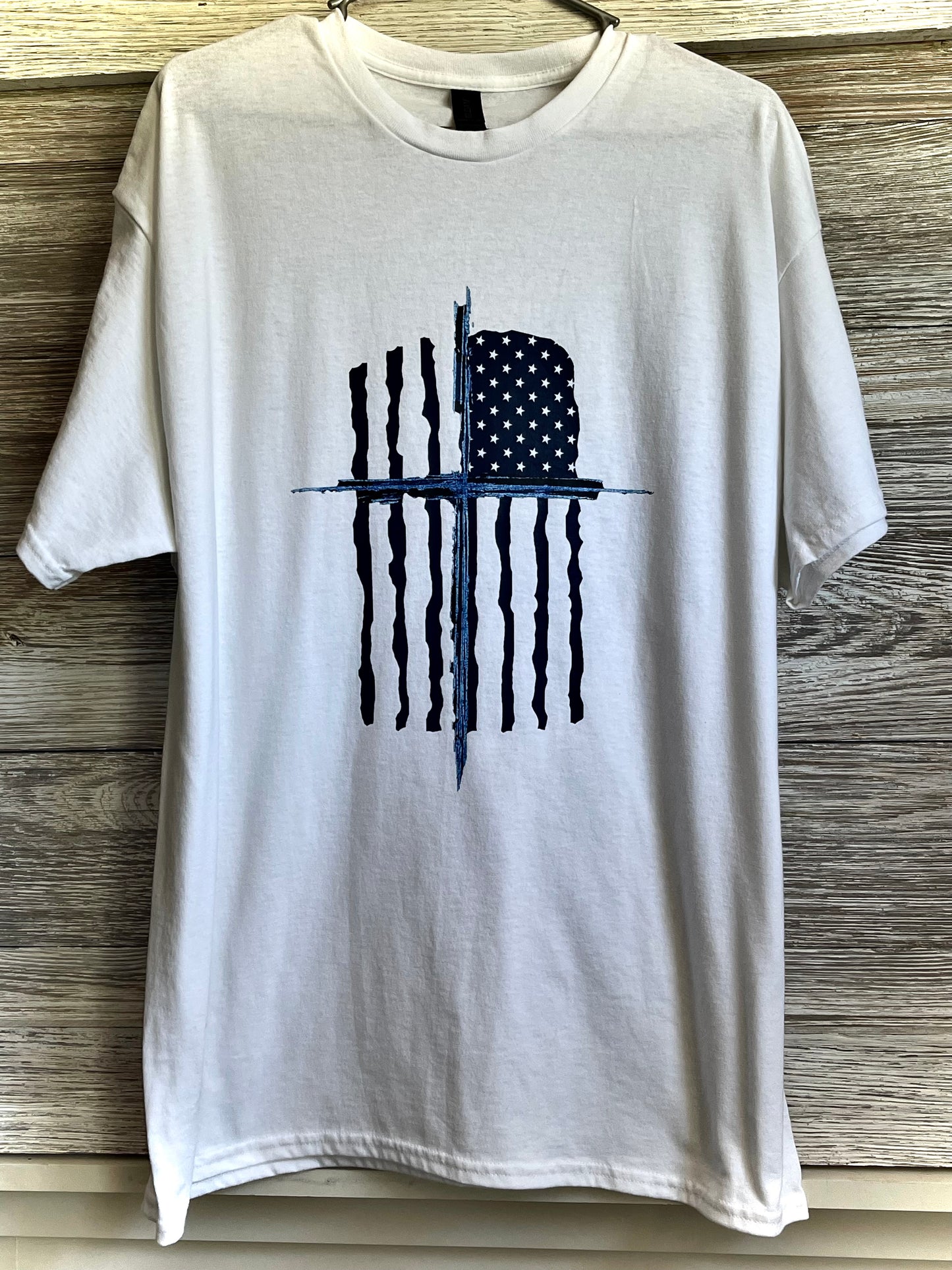 Men's American Flag and Cross T-Shirt