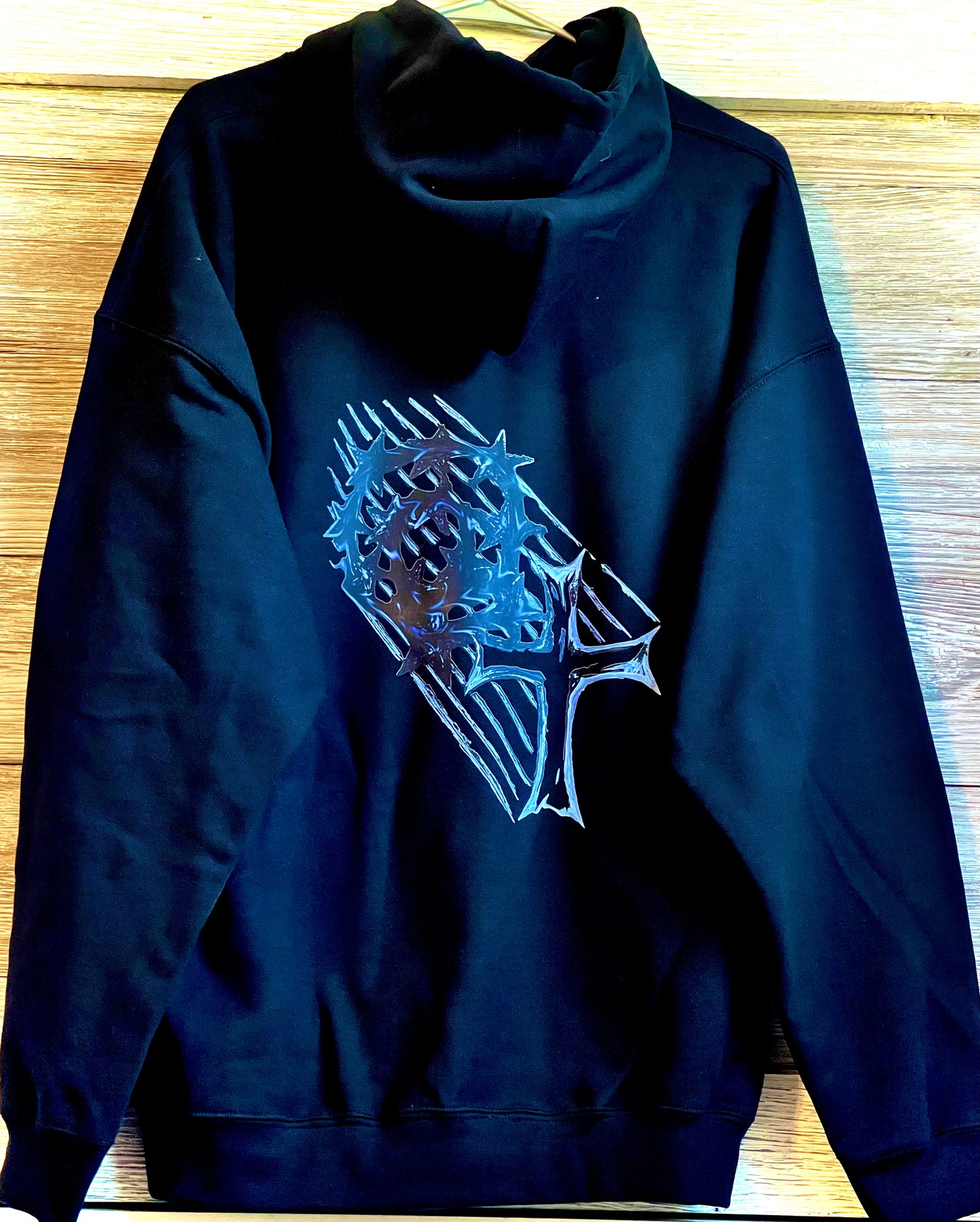 Back Hoodie - Cross with Black Smudge