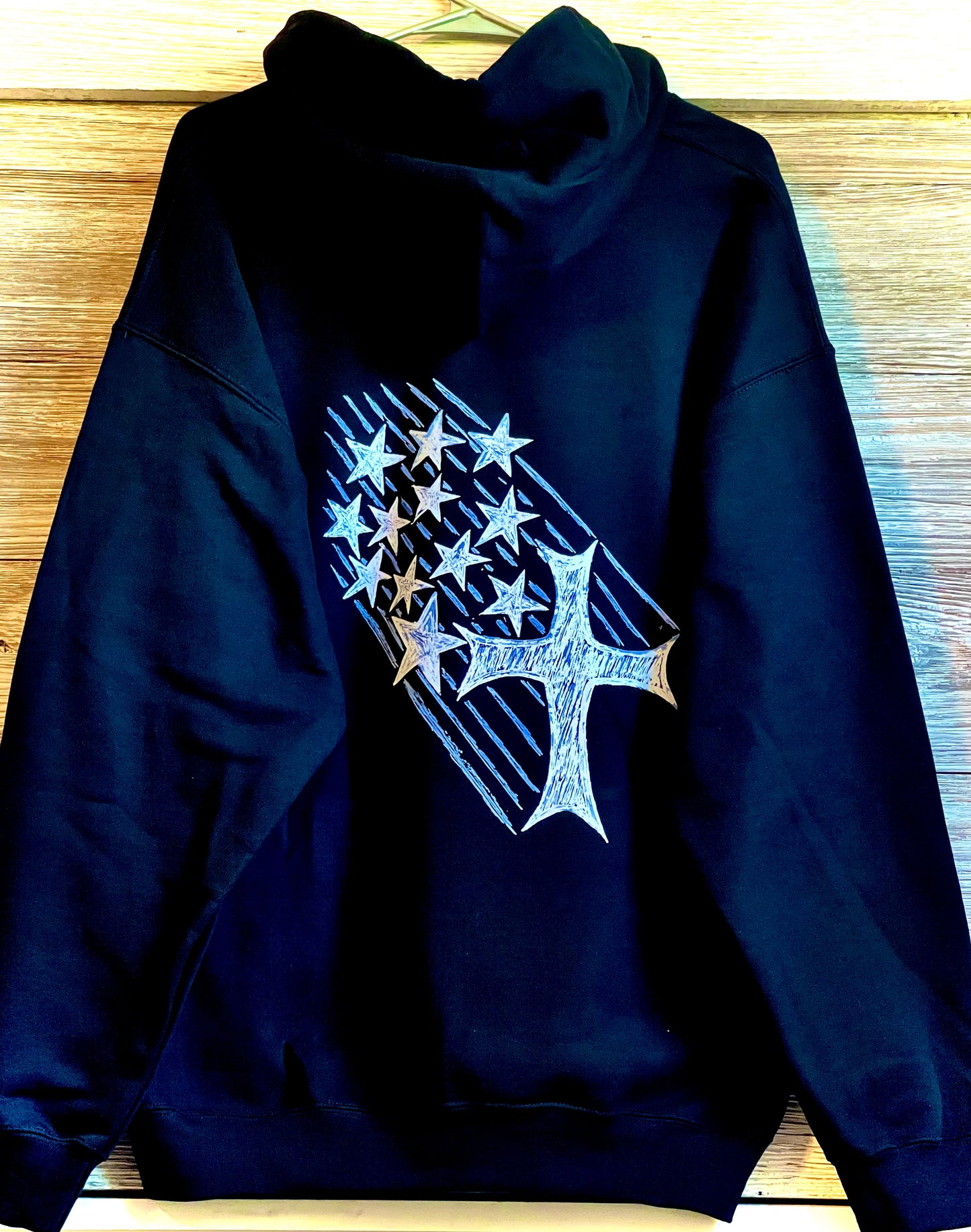 Back Hoodie - Cross, Stars, and Stripes