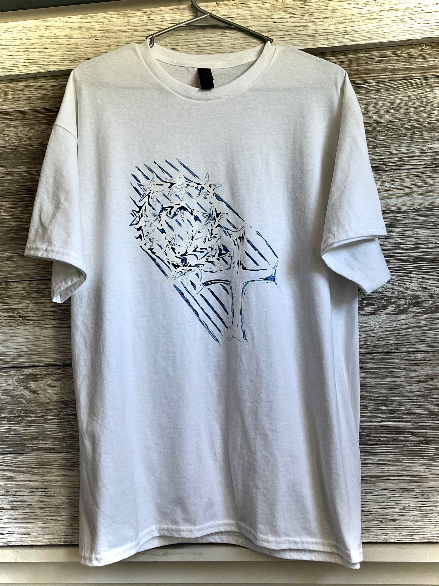 Men's T-Shirt - White Cross with Smudge