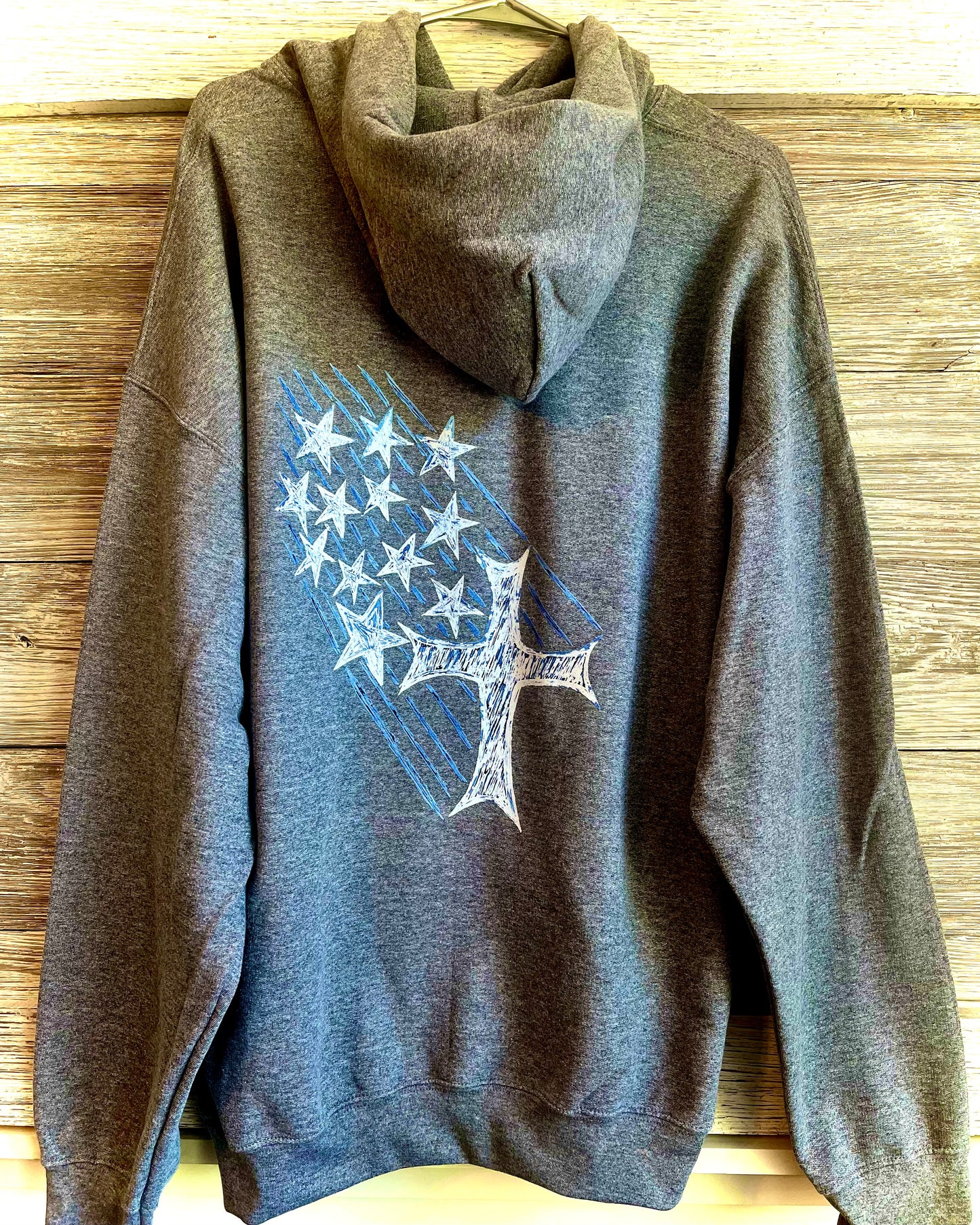 Back Hoodie - Cross, Stars, and Stripes