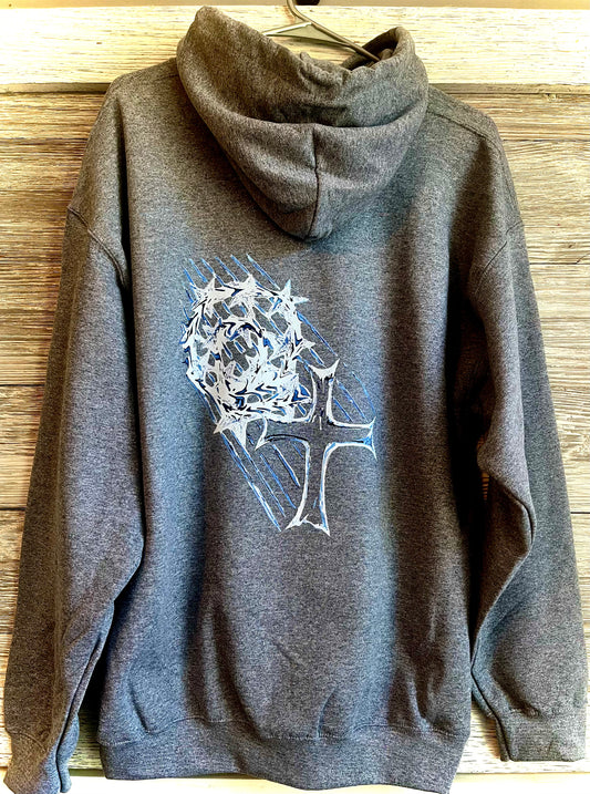 Back Hoodie - White Cross with Smudge