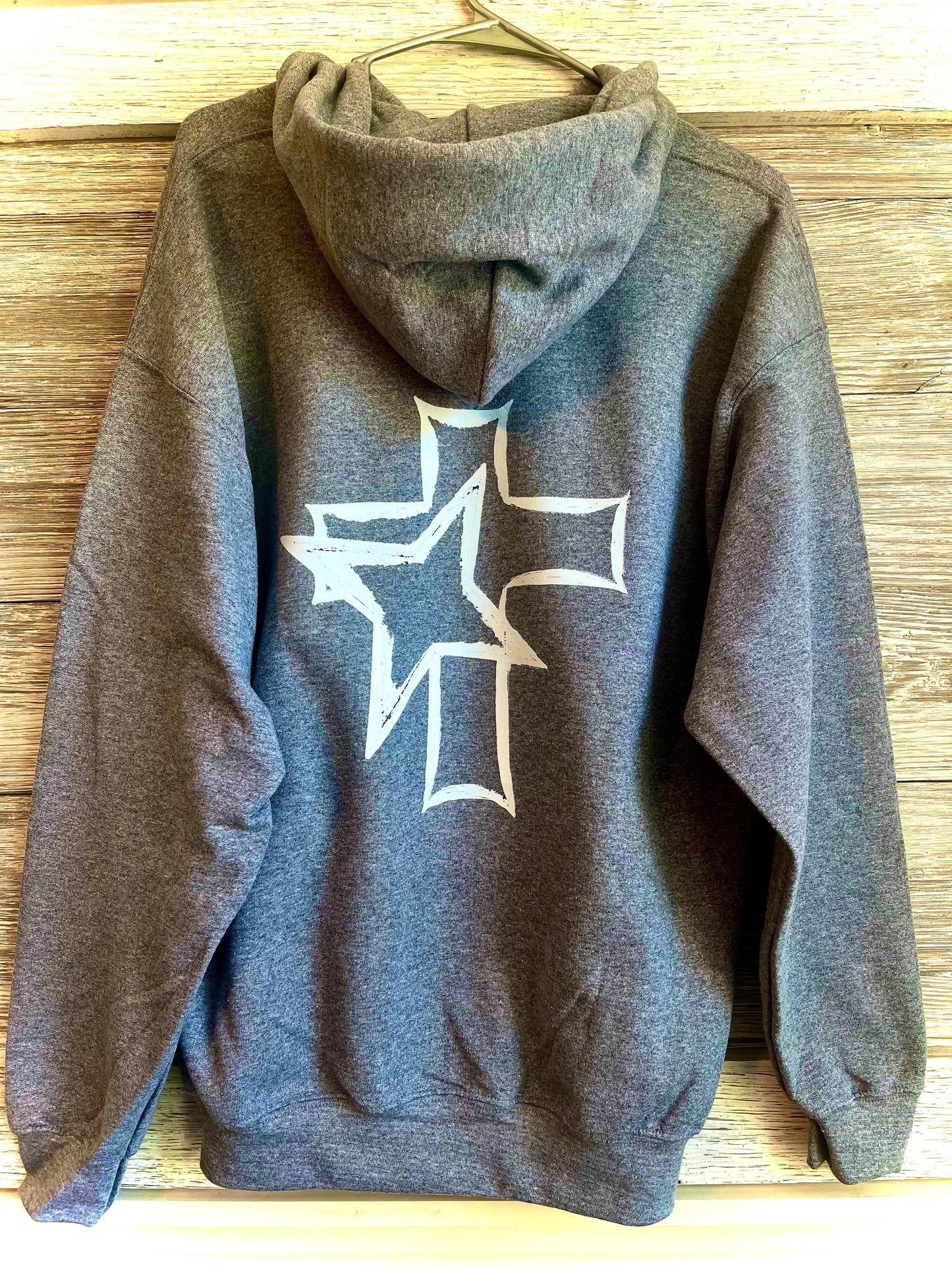 Back Hoodie - White Cross and White Star