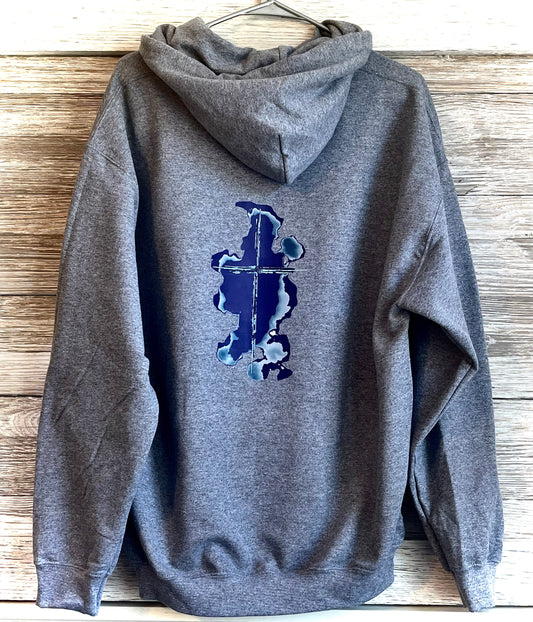 Back Hoodie - Cross and Purple Clouds