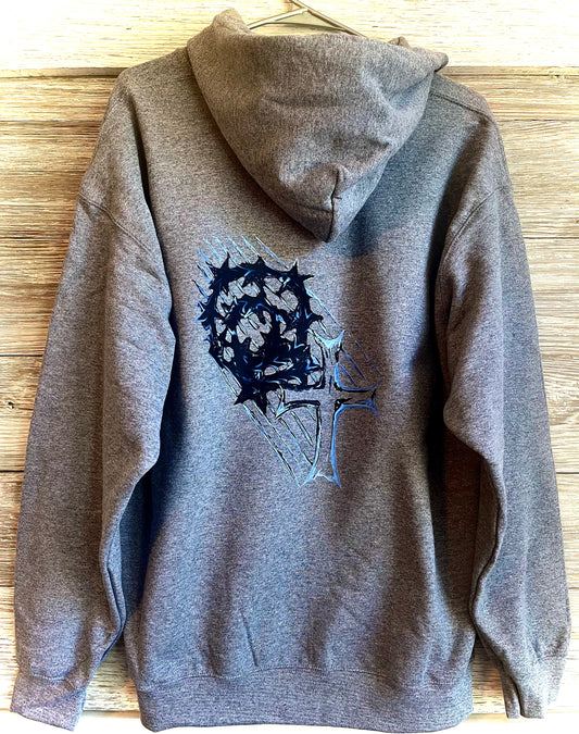 Back Hoodie - Cross with Black Smudge
