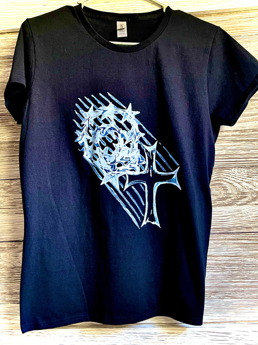 Women's T-Shirt - White Cross with Smudge