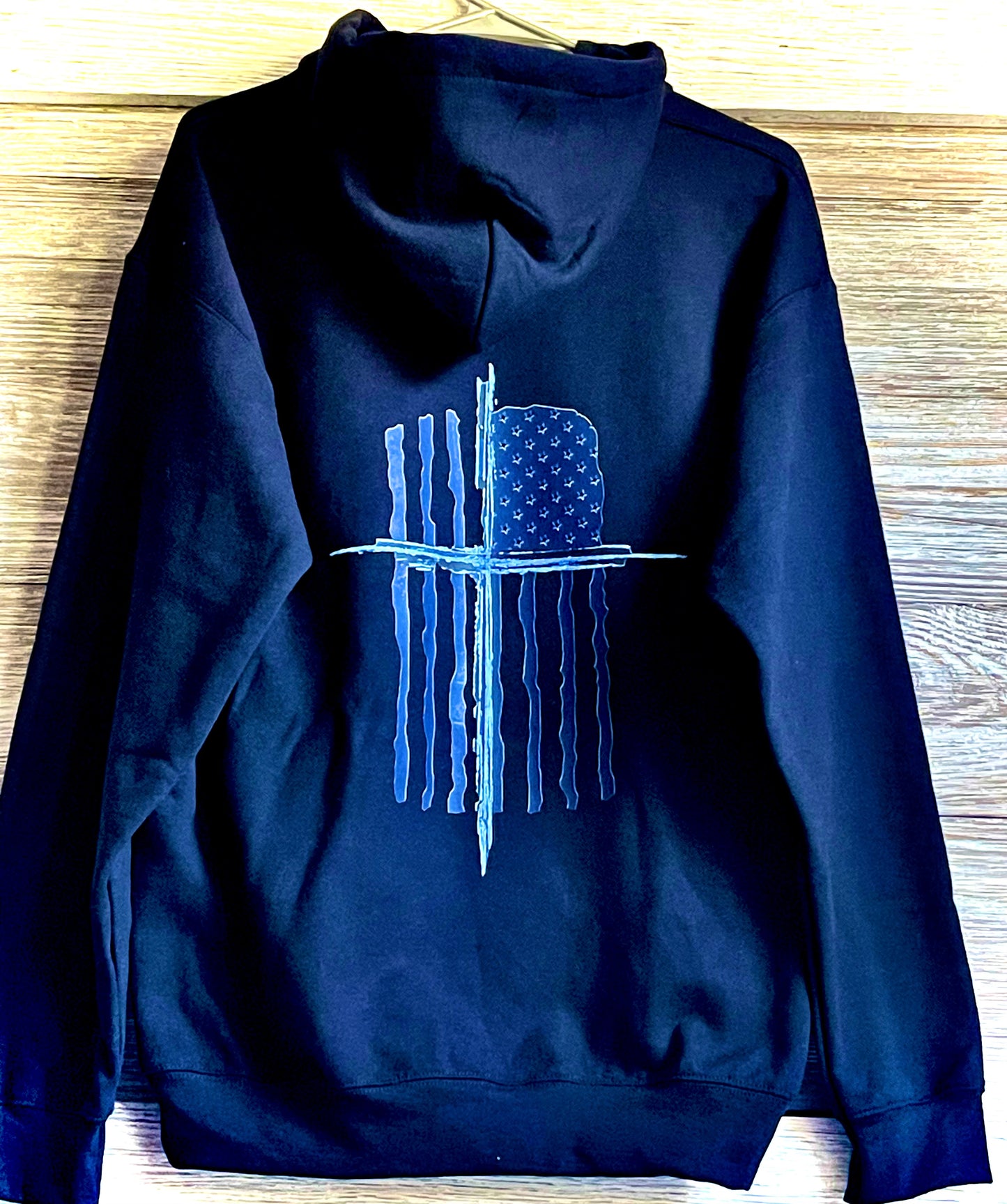 Back Hoodie - American Flag and Cross