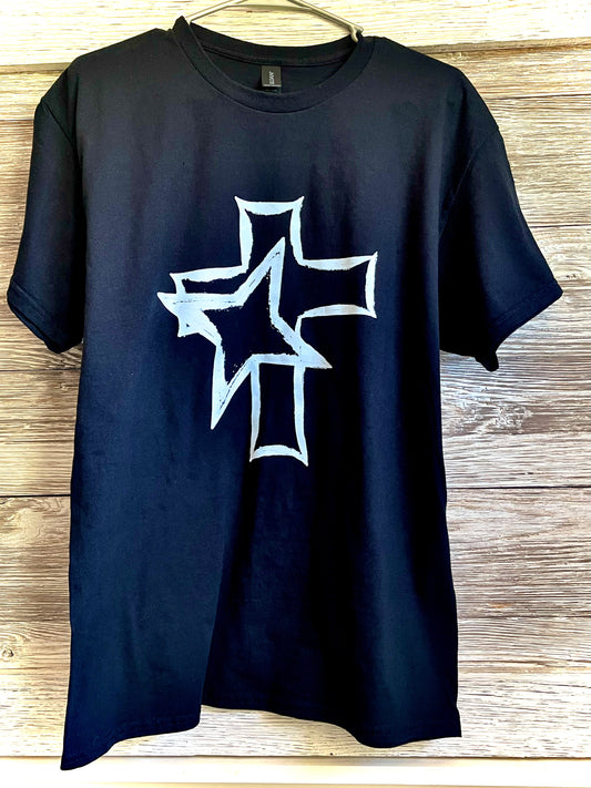 Men's T-Shirt - White Cross and White Star