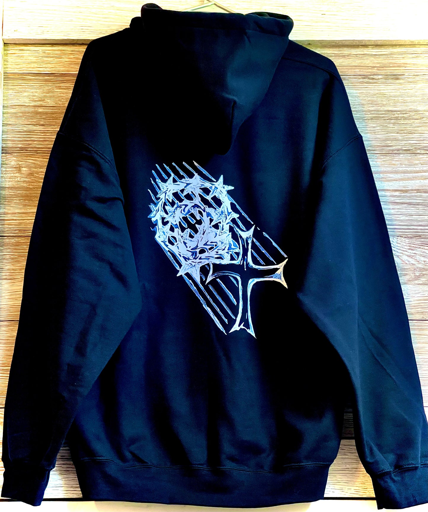 Back Hoodie - White Cross with Smudge